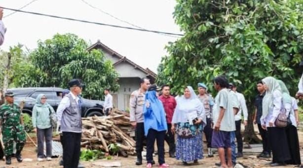 Bupati Pesawaran Tinjau Lokasi Terdampak Puting Beliung, 132 Rumah dan Sekolah Rusak