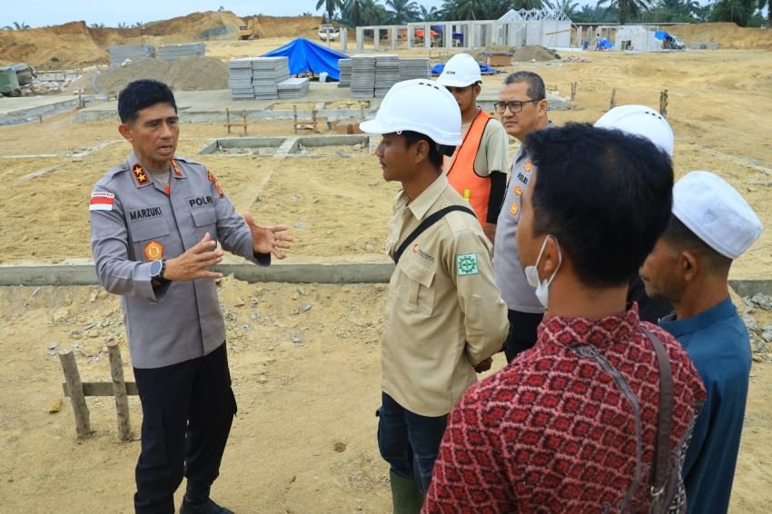 Kapolda Aceh Tinjau Pembangunan 150 Unit Hunian Tetap Polri di Aceh Tamiang, Diharapkan Rampung 3 Bulan