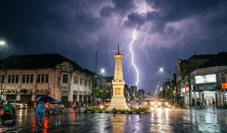 Hujan Sedang hingga Petir Guyur Wilayah DIY, Sleman dan Kota Yogyakarta Perlu Waspada