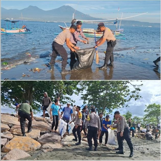 Polres Jembrana Pimpin Aksi Bersih Pantai Serentak, Wujudkan Bali Bebas Sampah dan Ramah Wisatawan