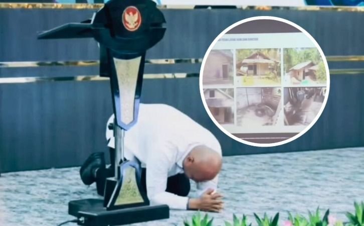 Viral! Bupati Nias Utara Amizaro Waruwu Sujud di Hadapan Menteri, &ldquo;Kami Sudah Capek Miskin&rdquo;