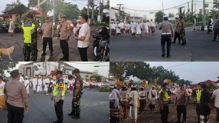 Sinergi Polsek, TNI, dan Pecalang Pastikan Upacara Melasti di Denpasar Selatan Aman