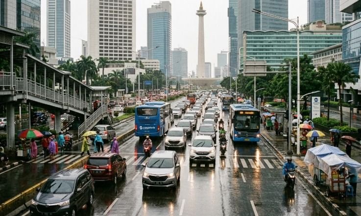Cuaca Jakarta Didominasi Hujan Ringan, Suhu Maksimal Capai 34 Derajat Celsius