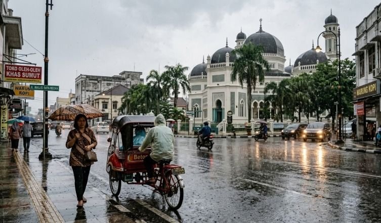 Sebagian Besar Sumatera Utara Diguyur Hujan Ringan, Kelembapan Tinggi Capai 99 Persen