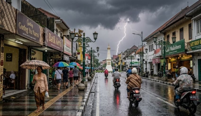 DIY Diguyur Hujan Ringan, Kota Yogyakarta Berpotensi Hujan Disertai Petir