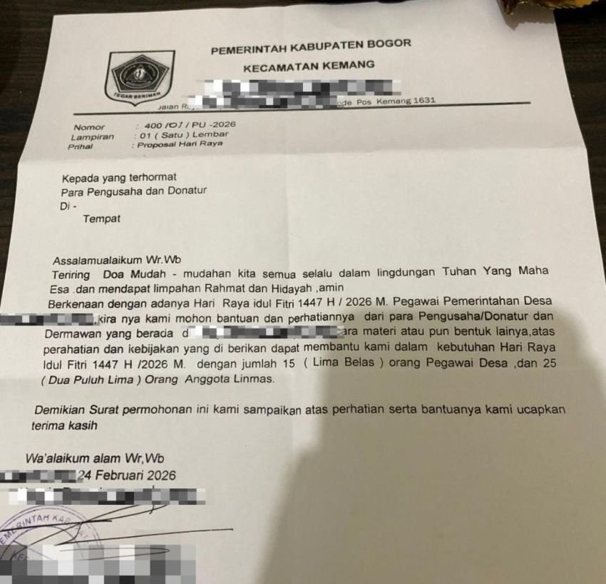 Viral! Surat Edaran Minta THR Pegawai Desa Jampang ke Pengusaha, Kades Minta Maaf