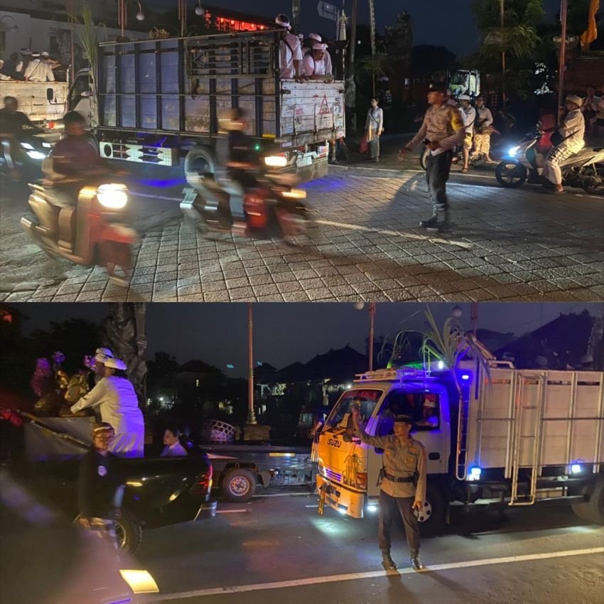 Polsek Denpasar Utara Kawal Lancarnya Upacara Melasti di Pantai Padang Galak dan Kuta