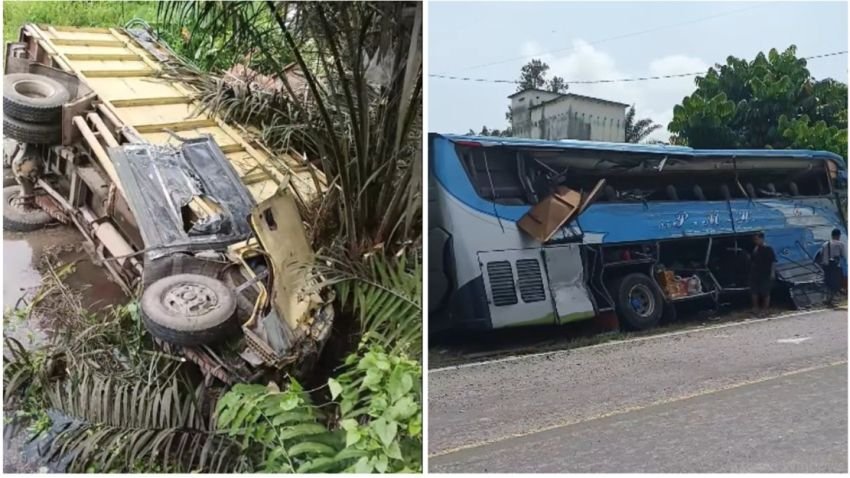 Nyalip di Turunan, Bus PMH Adu Kuat dengan Truk: 4 Orang Meninggal