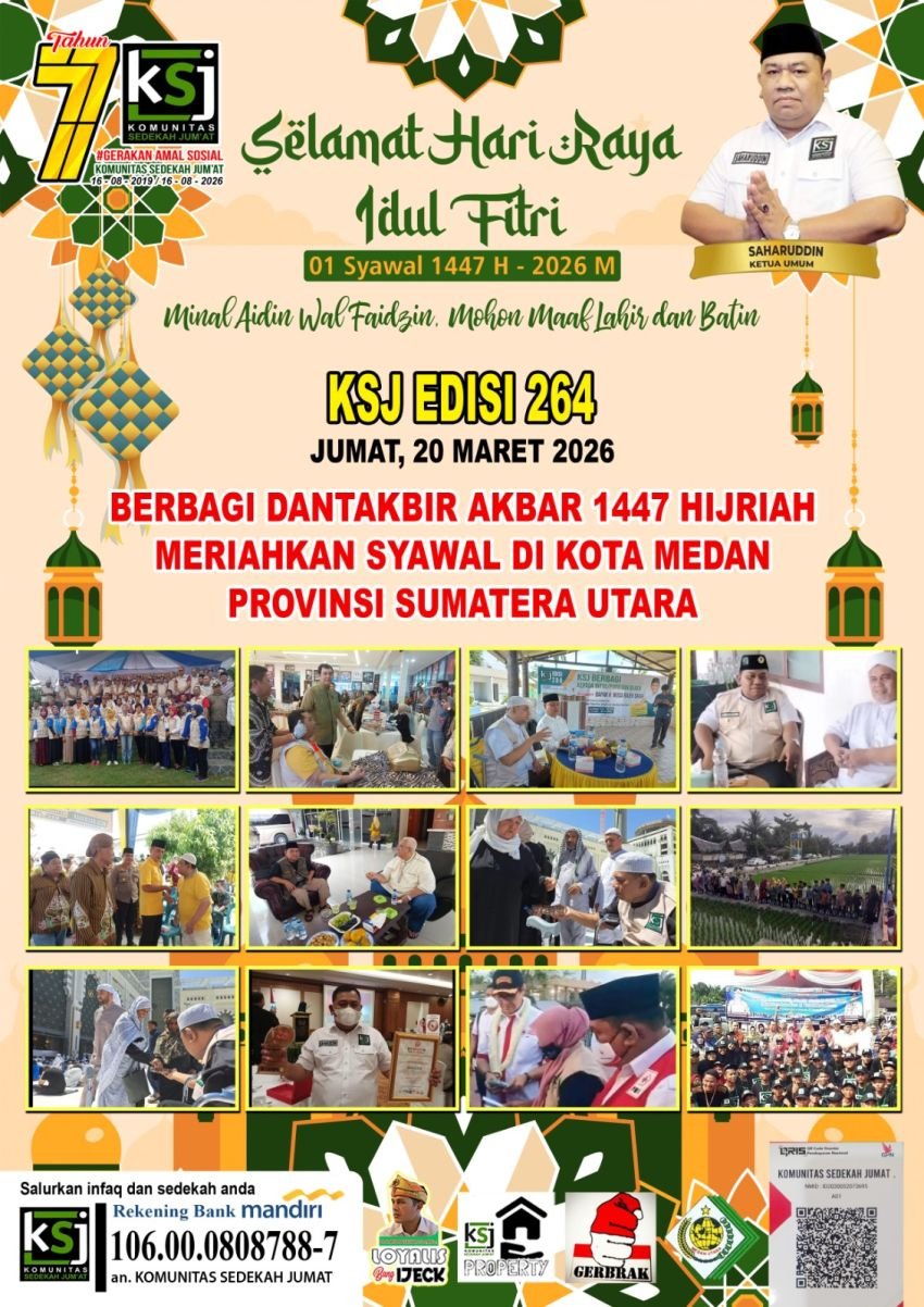KSJ Gelar Sedekah Jumat ke-264 dan Takbir Akbar Sambut 1 Syawal 1447 H di Kota Medan