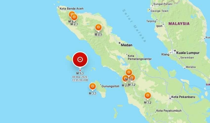 Gempa Magnitudo 5,6 Guncang Sinabang, BMKG Pastikan Tidak Berpotensi Tsunami