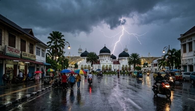 Cuaca Aceh Hari Ini: Hujan Ringan hingga Petir, Beberapa Wilayah Cerah