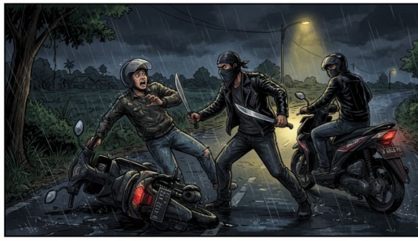 Empat Begal Bersajam Curi Sepeda Motor di Kecamatan Beringin, Deli Serdang