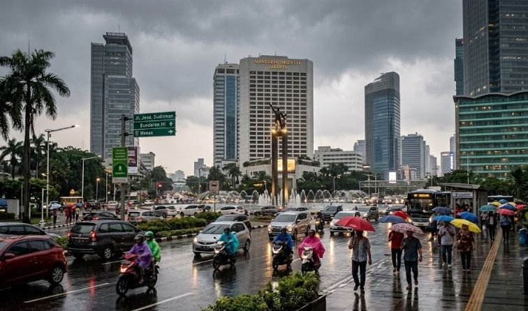 Hujan Ringan Diprakirakan Guyur Mayoritas Wilayah Jakarta, Suhu Capai 32 Derajat Celsius