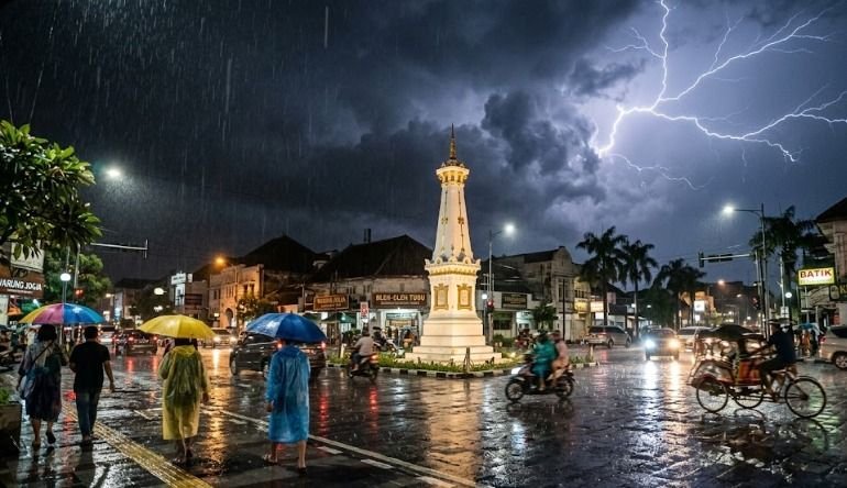 Hujan Ringan hingga Petir Guyur Wilayah DIY, Suhu Maksimal Capai 34 Derajat Celsius
