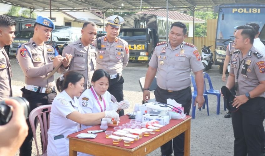 Polres Nias Selatan Gelar Tes Urine Mendadak, 30 Personel Dinyatakan Negatif Narkoba