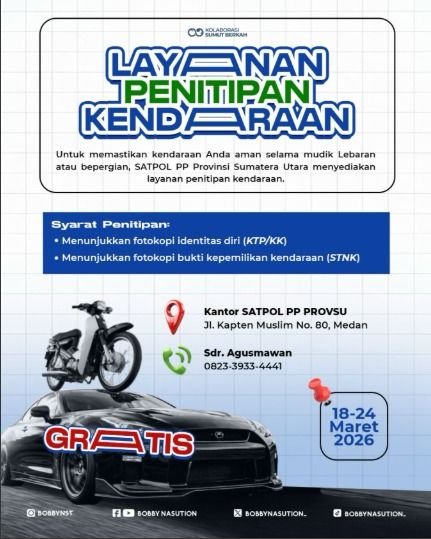 Gubsu Bobby Nasution Sediakan Layanan Penitipan Kendaraan Gratis untuk Warga Sumut Selama Mudik