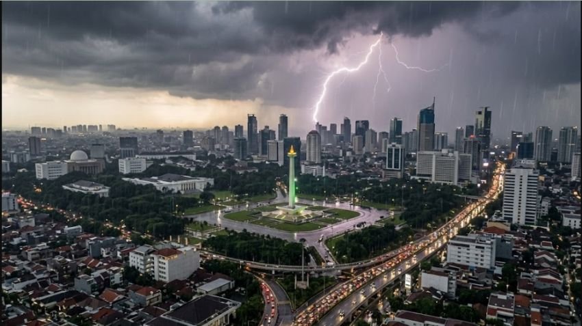 Cuaca Jakarta Hari Ini: Hujan Ringan hingga Petir, Waspadai Perubahan Cuaca