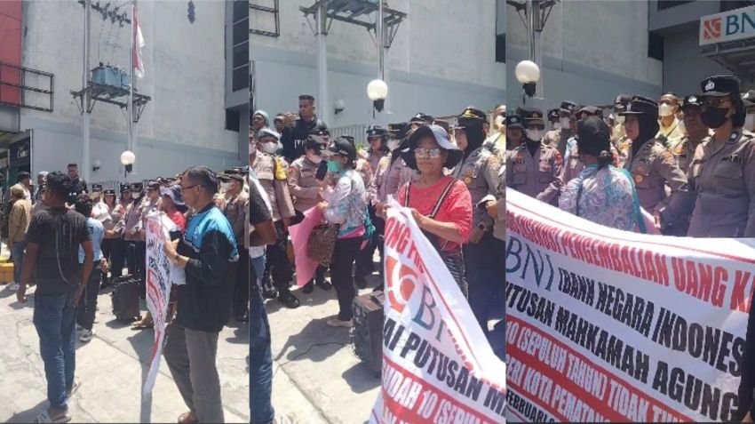 Ratusan Nasabah Demo di BNI Pematangsiantar Terkait Dugaan Penipuan Rp4,2 Miliar