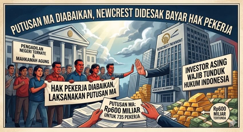 Putusan MA Tak Dieksekusi, Newcrest Disorot Terkait Dugaan Penundaan Pesangon Rp600 Miliar ke 735 Pekerja NHM