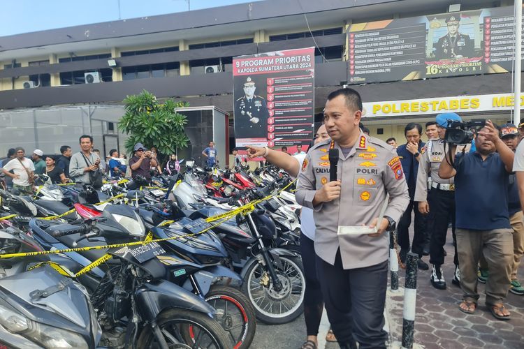 Polrestabes Medan Gerebek 8 Gudang, 135 Motor dan 1 Mobil Diduga Hasil Curian Disita