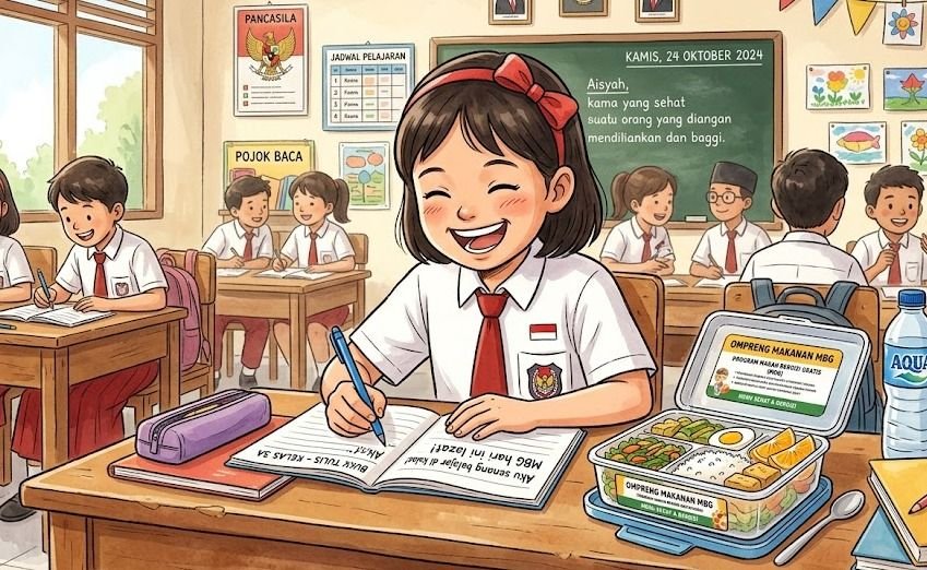 Siswa MI di Sidoarjo Kirim Surat ke Prabowo: Terima Kasih Makan Bergizi Gratis, Pak
