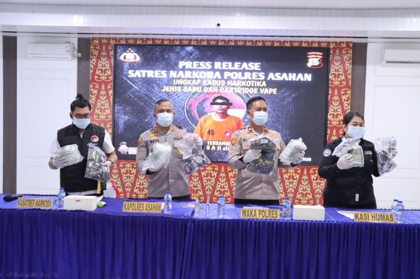 Kurir 10 Kg Sabu dan 1.500 Vape Narkotika Ditangkap di Asahan, Satu Pelaku Kabur