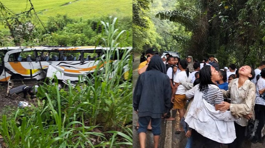 Tragis! Bus Rombongan Siswa Terguling ke Jurang Sedalam 15 Meter di Toba