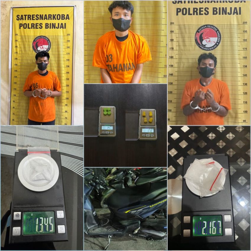 Polres Binjai Ringkus 3 Pengedar Narkoba dalam Sehari, Sabu dan Ekstasi Disita