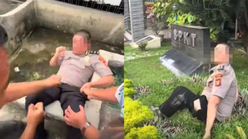 Viral! Polisi Dikejar hingga Masuk Parit di Polda Sumut, Ternyata Dipicu Konflik Rumah Tangga