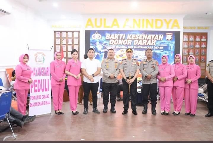 Aksi Kemanusiaan Warnai HUT Bhayangkara di Binjai, Kapolres Ikut Donor Darah