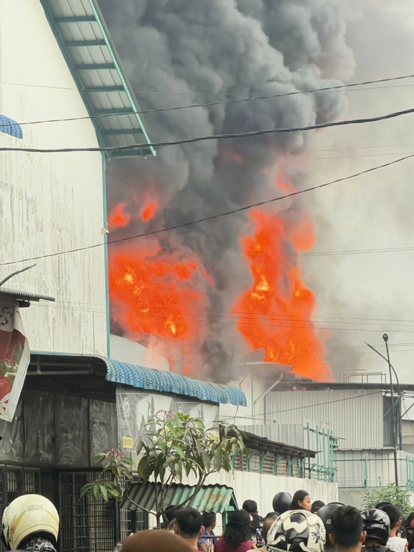 Pabrik di Sunggal Dilalap Api, Asap Pekat Membumbung hingga Bangunan Nyaris Runtuh