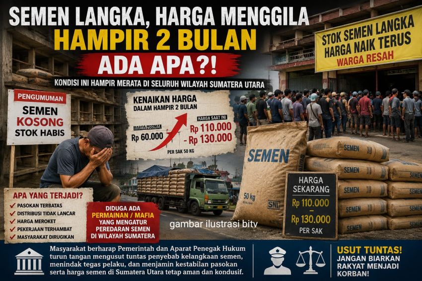 Hampir Dua Bulan Semen Langka dan Harga Menggila di Sumatera Utara, Ada Apa? Masyarakat Minta Pemerintah dan APH Bongkar Penyebabnya
