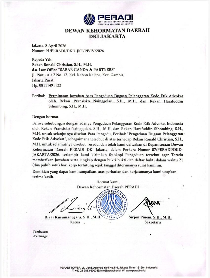 Dua Advokat Dilaporkan ke Polda Metro Jaya atas Dugaan Gunakan Data Pribadi Tanpa Hak