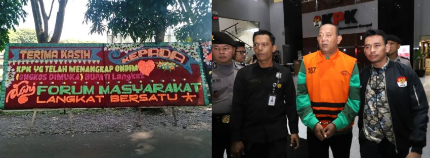 Pascapenetapan Syah Afandin sebagai Tersangka, Warga Langkat Kirim Papan Bunga ke Kantor Bupati