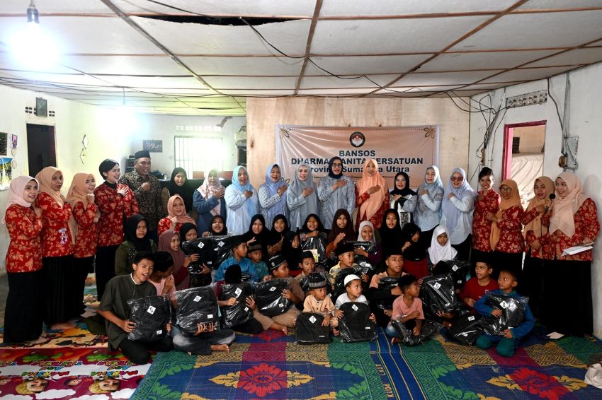 DWP Sumut Salurkan Bantuan Perlengkapan Sekolah dan Sembako untuk Panti Asuhan Alwashliyah Tanjungpura