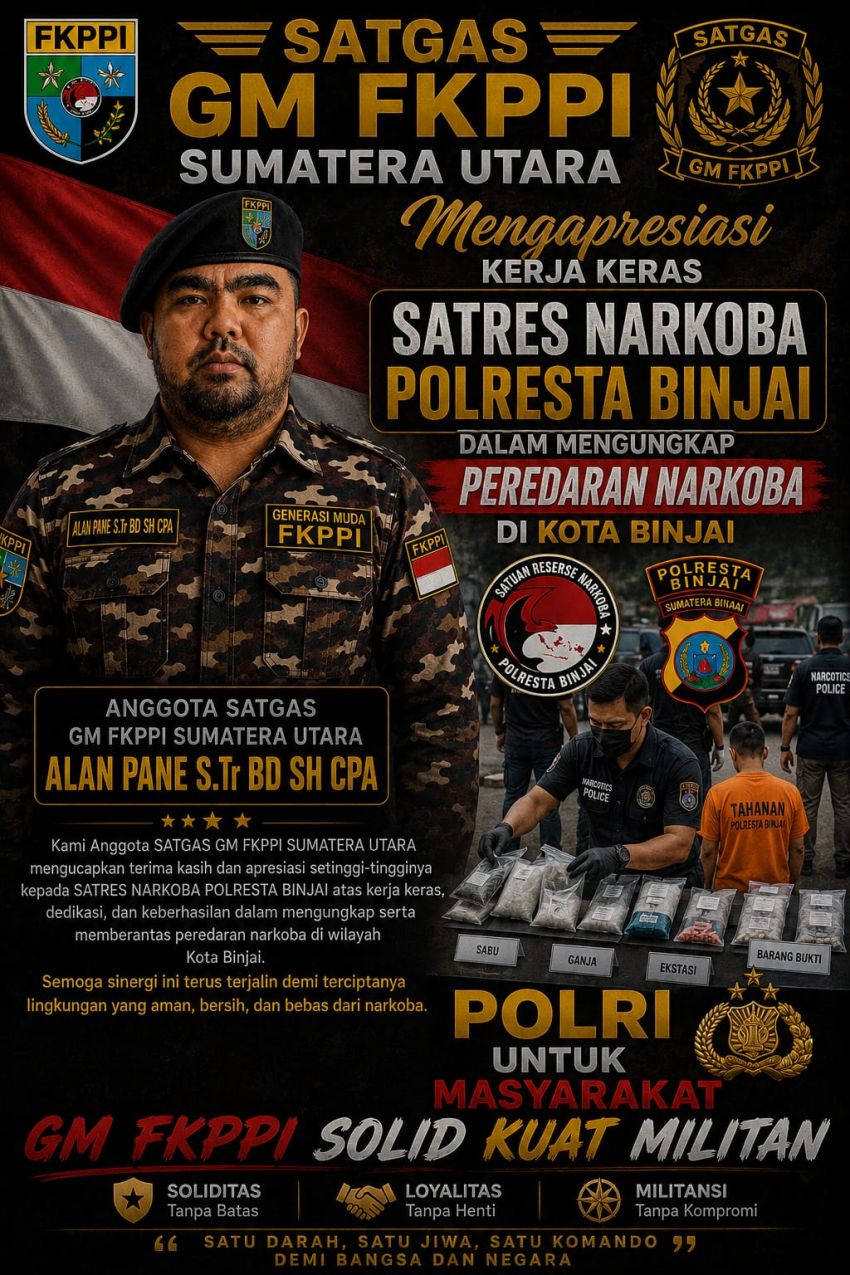 GM FKPPI Sumut Apresiasi Sat Narkoba Polres Binjai Ungkap 16 Kasus Narkoba dalam Sebulan