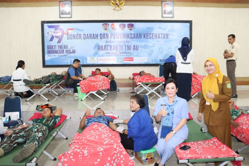 Peringati Hari Bakti TNI AU ke-79, TNI AU Wilayah Medan Gelar Donor Darah dan Pemeriksaan Kesehatan
