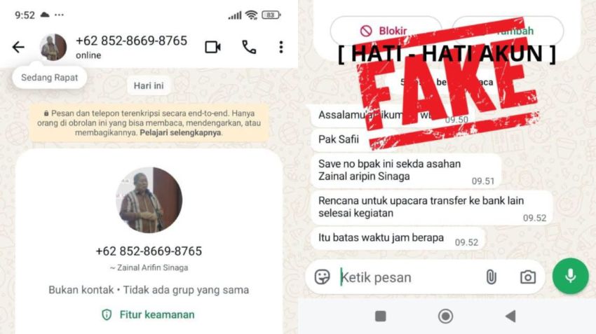 Waspada! Penipu Catut Nama Sekda Asahan untuk Minta Transfer Uang