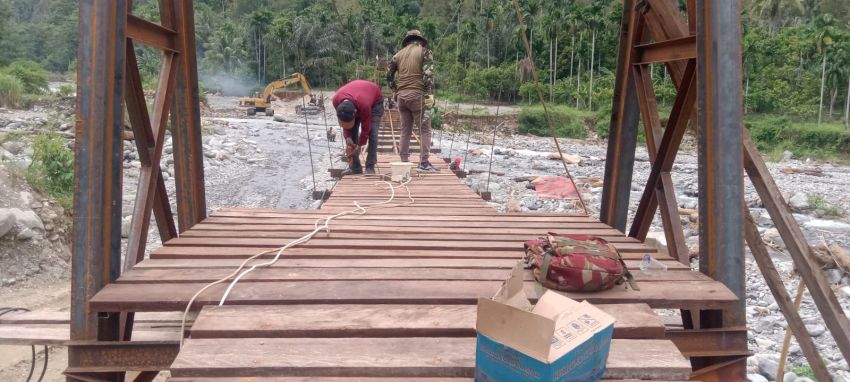 Kodim 0108/Agara dan Yon TP 855 Kebut Pembangunan Jembatan Gantung, Akses Warga Aceh Tenggara Segera Lancar
