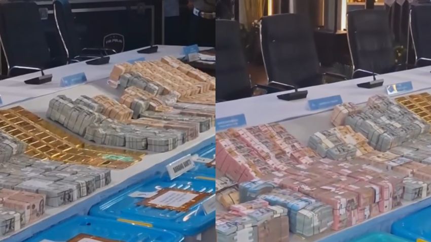 Polisi Pamerkan Tumpukan Uang, Emas 74 Kilogram, dan Barang Bukti Hasil Penggeledahan Kasus Korupsi Batu Bara