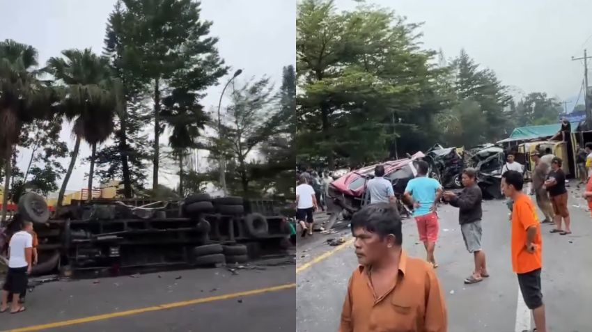 Breaking News! Tabrakan Beruntun Libatkan 6 Kendaraan di Sibolangit, Diduga Dipicu Truk Rem Blong