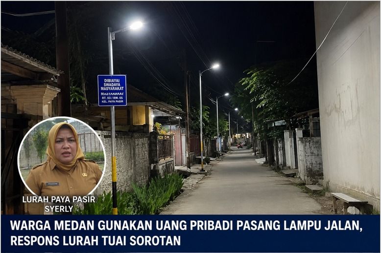 Viral! Warga Medan Gunakan Uang Pribadi Pasang Lampu Jalan, Respons Lurah Tuai Sorotan