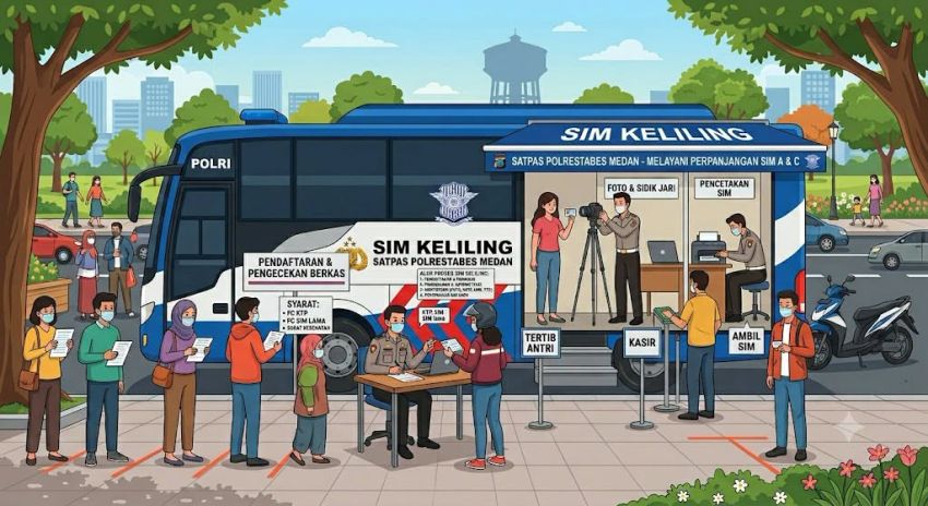 Perpanjang SIM Tak Perlu ke Satpas, Ini 5 Lokasi SIM Keliling Medan 10-16 Agustus