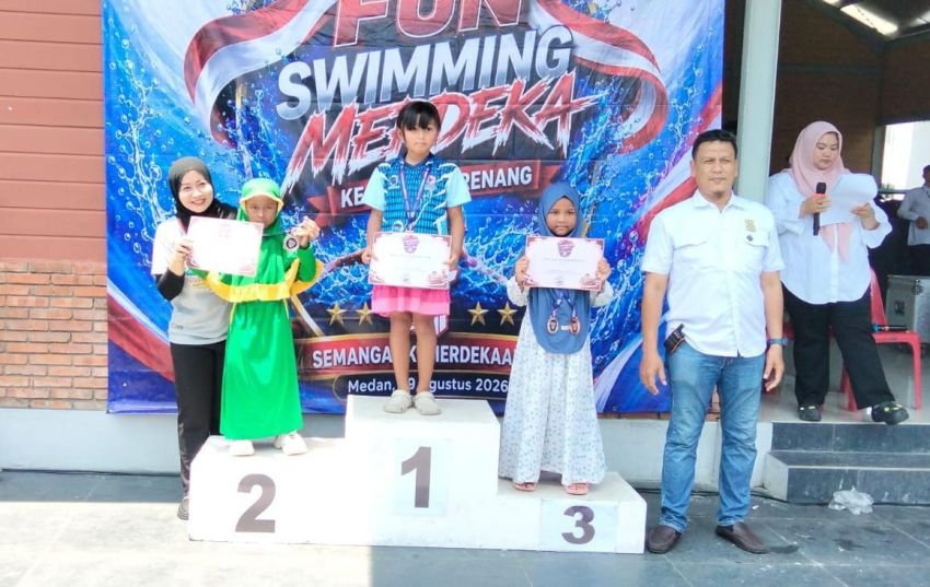 Kecil-Kecil Cabe Rawit, Perenang 7 Tahun Asal Medan Borong Dua Medali di Fun Swimming Merdeka