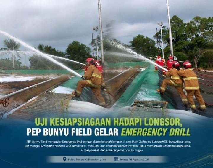 Longsor 'Ancam' Pasokan Gas Bunyu-Tarakan, Pertamina EP Gelar Simulasi Darurat Lintas Sektor