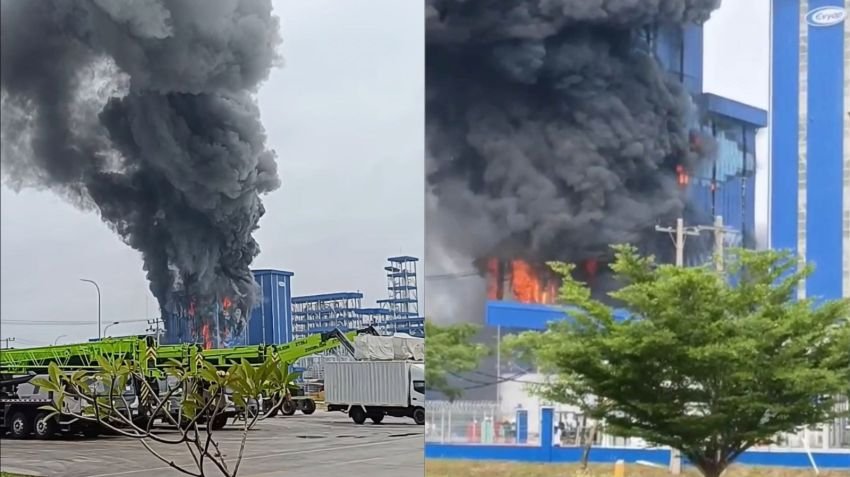Baru Diresmikan Juli Lalu, Pabrik Sabun PT Evyap di KEK Sei Mangkei Simalungun Terbakar Hebat