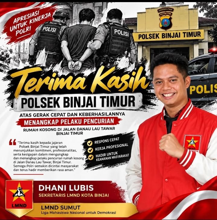 Sigap Ungkap Pencurian Rumah Kosong di Binjai Timur, Polsek Dapat Apresiasi dari LMND