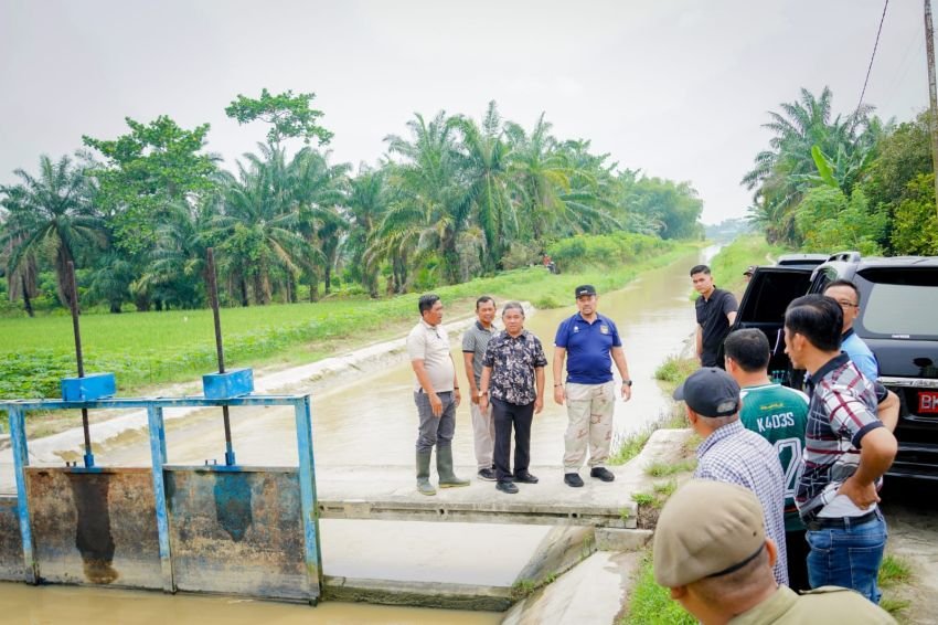 Bupati Baharuddin Tinjau Irigasi Primer Pasar 8, Dorong Penguatan Infrastruktur dan Potensi Rekreasi Air