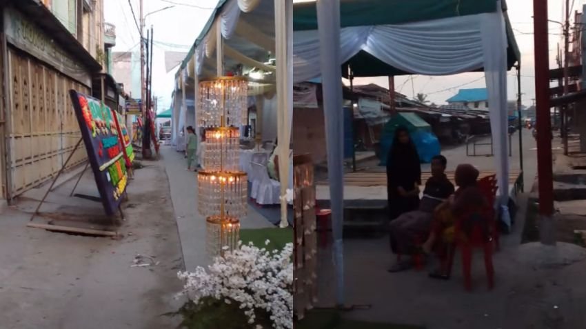 Pesta di Tengah Jalan Tanjung Tiram Bikin Pengguna Jalan Kesal, Warga: Mau Pesta Sewa Gedung, Jangan Ganggu Jalan!