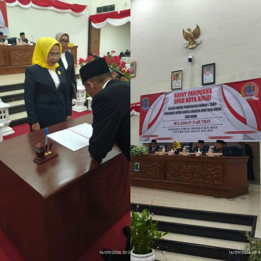 Isi Kursi Kosong NasDem Sulaiman Nasution Resmi Dilantik Jadi Anggota PAW DPRD Binjai Sisa Masa Jabatan